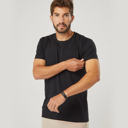 Camiseta de algodón Pima para hombre - Negra