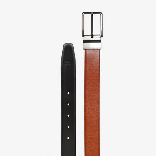 Cinturón de vestir de doble cara caoba/negro