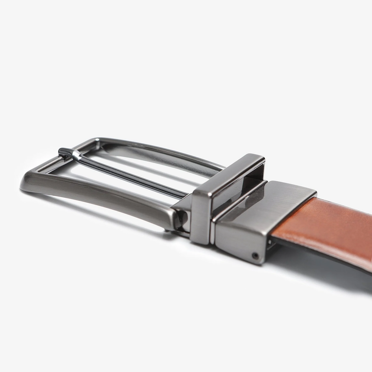 Cinturón de vestir de doble cara caoba/negro