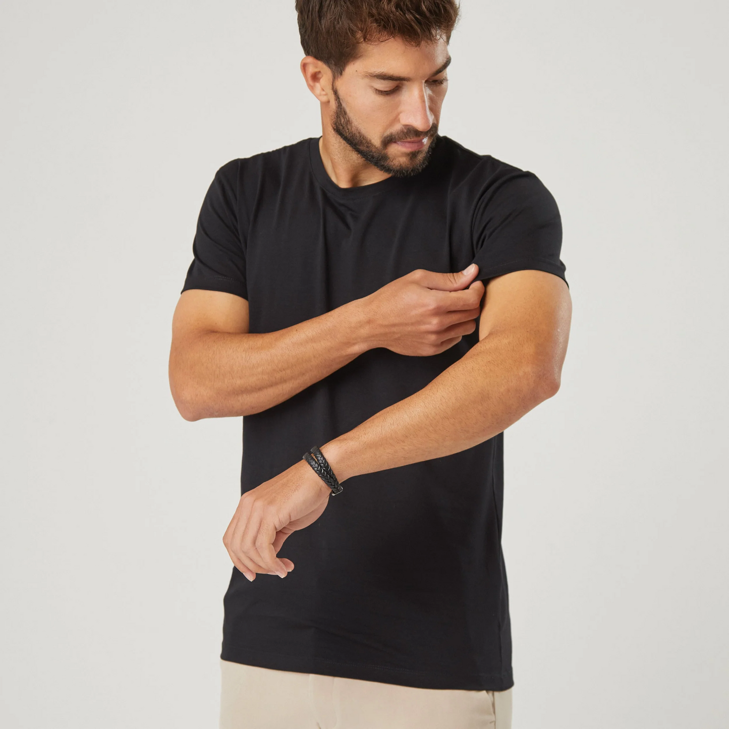 Camiseta de algodón Pima para hombre - Negra